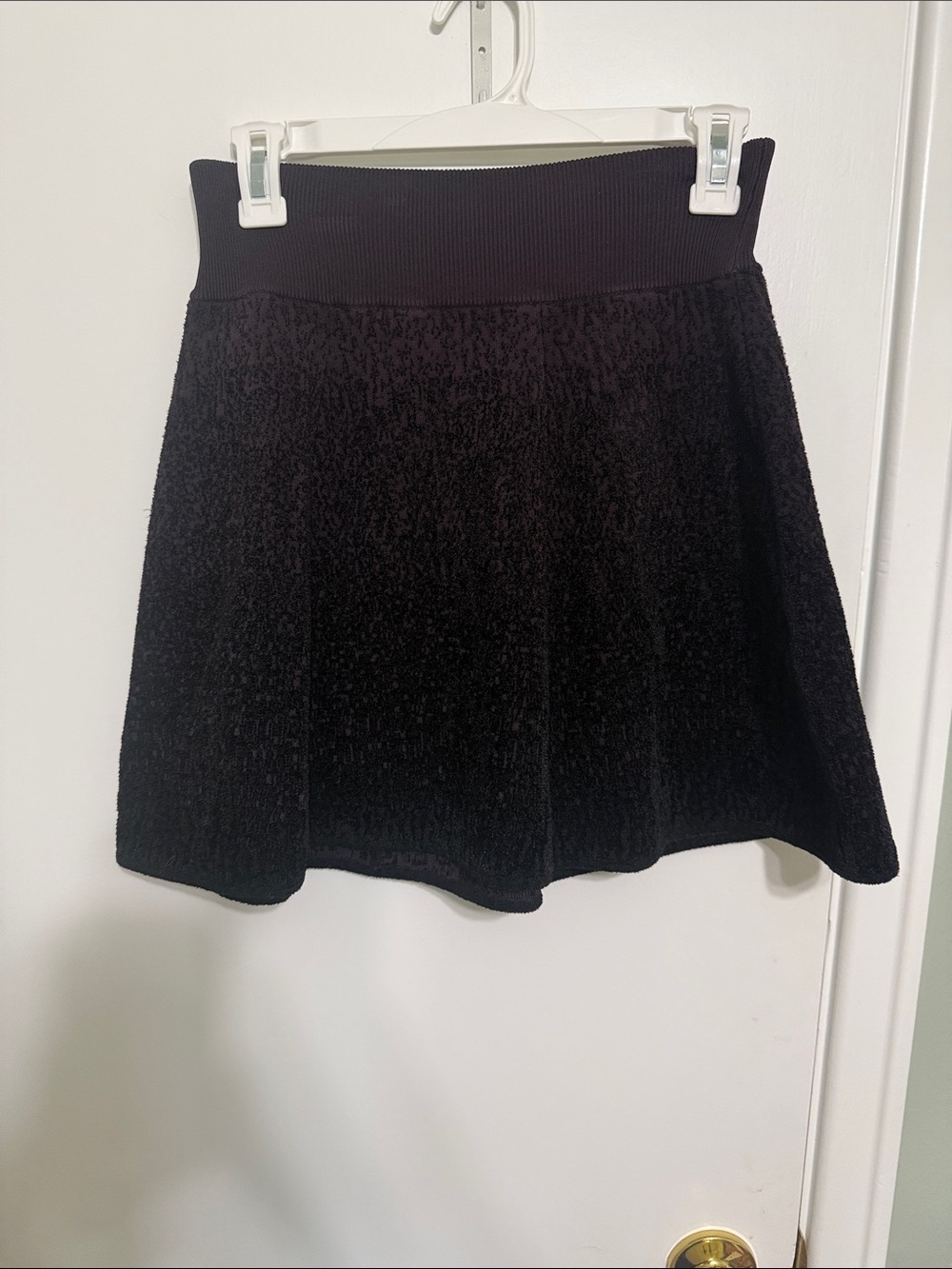 A.L.C Textured Plum/Black Circle Skirt with Wide Ribbed Waistband